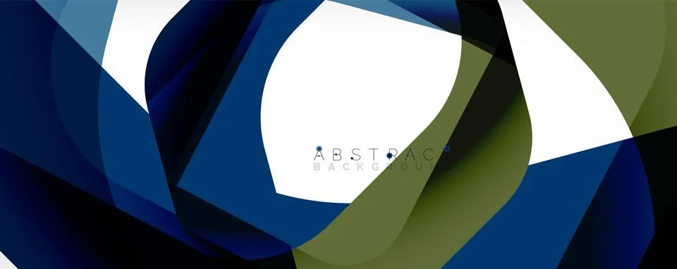 Minimal abstract background - color overlapping shapes on white with shadow Stock Illustration
