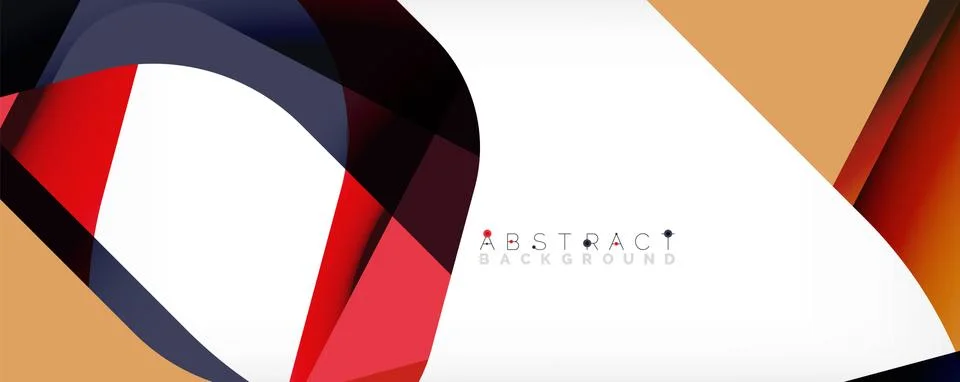 Minimal abstract background - color overlapping shapes on white with shadow 库存插图
