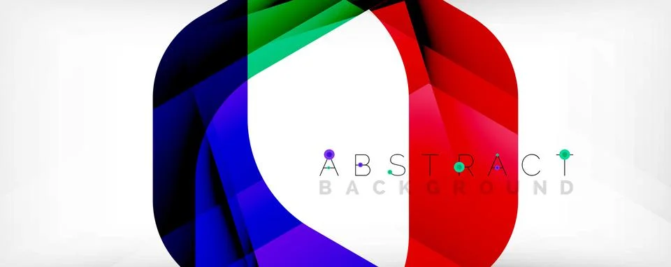 Minimal abstract background - color overlapping shapes on white with shadow Illustrazione stock