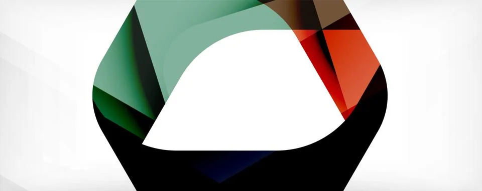 Minimal abstract background - color overlapping shapes on white with shadow Stock Illustration