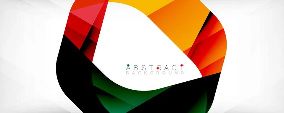 Minimal abstract background - color overlapping shapes on white with shadow Illustrazione stock