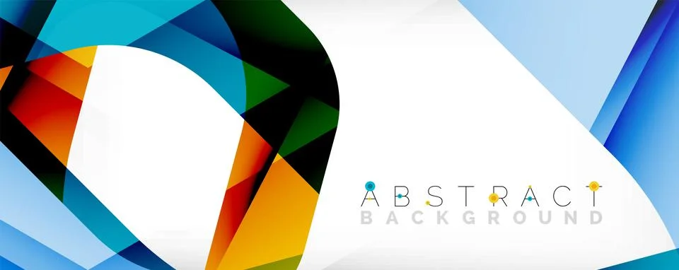 Minimal abstract background - color overlapping shapes on white with shadow Stock Illustration