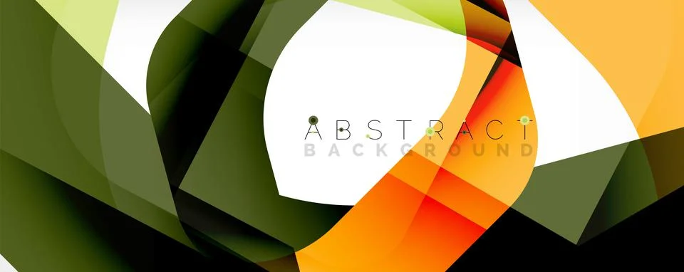Minimal abstract background - color overlapping shapes on white with shadow Stock Illustration