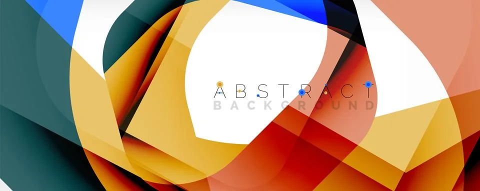 Minimal abstract background - color overlapping shapes on white with shadow Stock Illustration