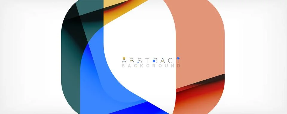 Minimal abstract background - color overlapping shapes on white with shadow Stock Illustration