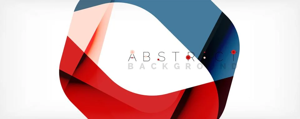 Minimal abstract background - color overlapping shapes on white with shadow Stock Illustration