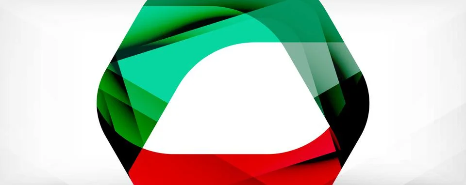Minimal abstract background - color overlapping shapes on white with shadow 库存插图