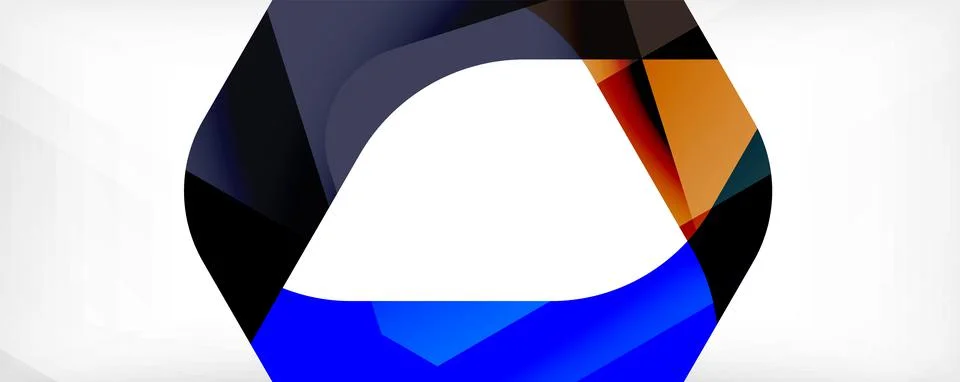 Minimal abstract background - color overlapping shapes on white with shadow Stock Illustration