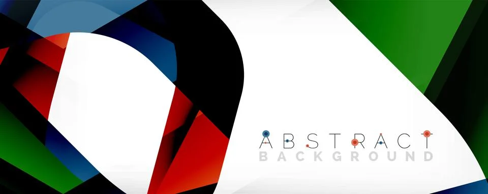 Minimal abstract background - color overlapping shapes on white with shadow Stock Illustration