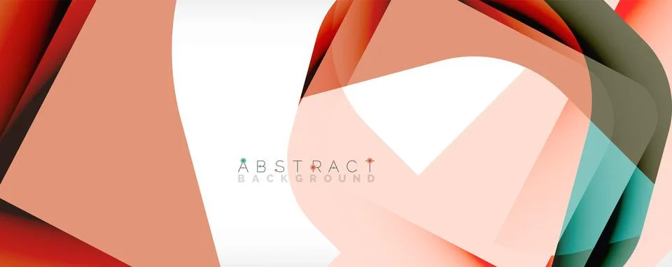 Minimal abstract background - color overlapping shapes on white with shadow 库存插图