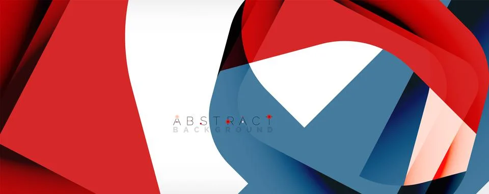 Minimal abstract background - color overlapping shapes on white with shadow 库存插图