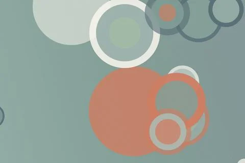 Minimal abstract background featuring overlapping circles in teal, coral, a.. Stock Illustration