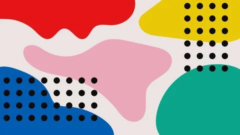 Minimal abstract background with hand drawn various organic shapes, colorful Stock Illustration