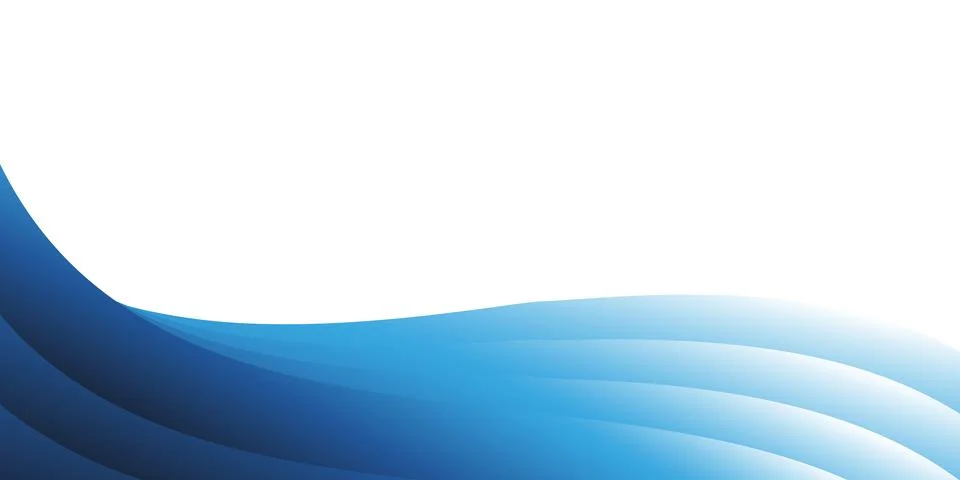 Minimal abstract background with overlapping translucent blue waves on the .. Stock Illustration