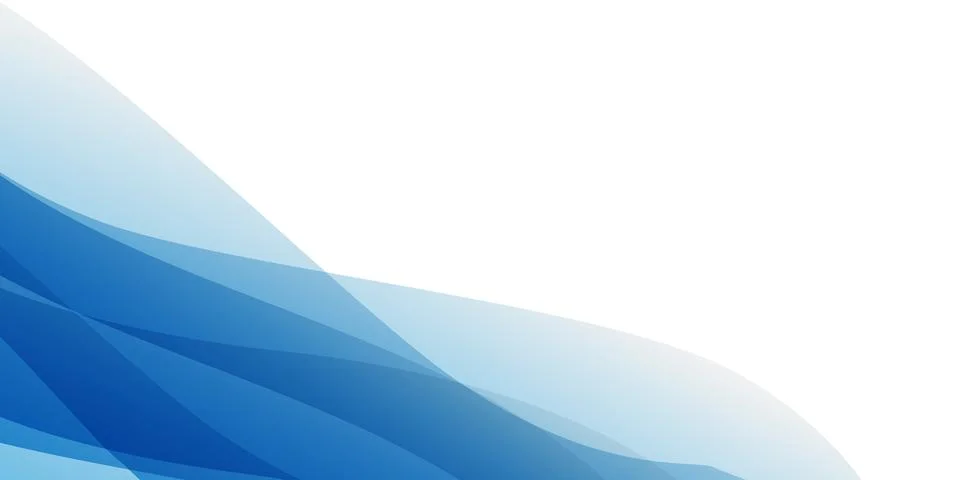 Minimal abstract background with overlapping translucent blue waves on the .. Illustrazione stock