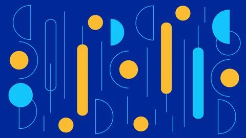 Minimal Abstract Blue Background with Yellow Cyan Stock Illustration