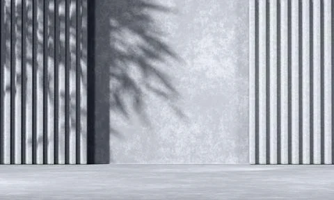 Minimal abstract bw background with 3D concrete podium display with shadows Stock Illustration