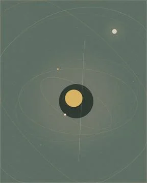 Minimal abstract circle motion design with overlapping lines and a golden d.. Illustrazione stock