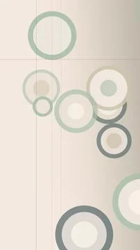 Minimal abstract circles float over a soft beige and gray grid background, .. Stock Illustration