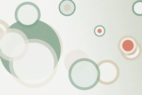 Minimal abstract circles pattern with muted green, beige, and coral tones, .. Illustrazione stock