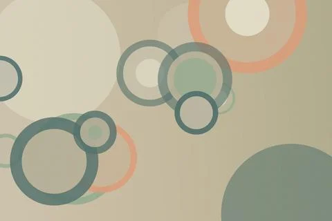 Minimal abstract circles pattern in soft beige, peach, and teal tones, crea.. Illustrazione stock