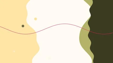 Minimal abstract composition combines pale yellow and olive waves around a Stock Illustration
