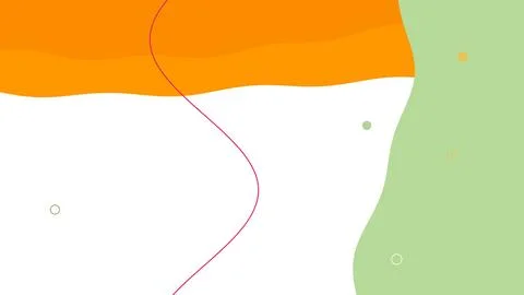 Minimal abstract composition combines vivid orange and pale green organic Stock Illustration