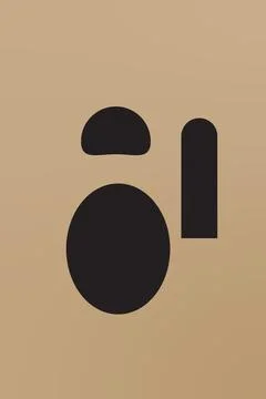 Minimal abstract composition of dark geometric shapes on tan background for.. 스톡 일러스트