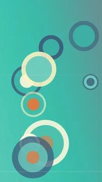 Minimal abstract composition of layered circular rings and dots in teal, be.. Stock Illustration