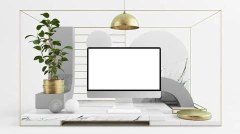 Minimal abstract computer mock up Stock Illustration