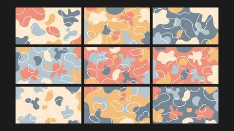 Minimal abstract curved shape background Set Illustrazione stock