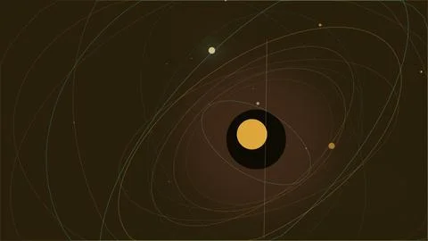 Minimal abstract dark-space background with swirling thin light lines and a.. Stock Illustration