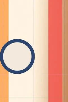 Minimal abstract design featuring a blue ring icon over vertical orange and.. Ilustração Stock