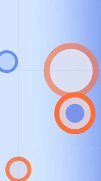 Minimal abstract design featuring layered rings and circles in blue and ora.. Stock Illustration