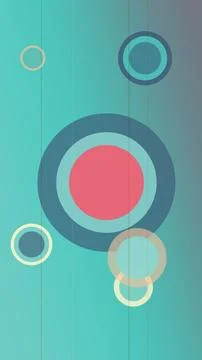 Minimal abstract design featuring layered geometric circles in teal, pink, .. Illustrazione stock