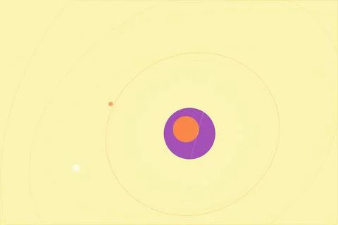 Minimal abstract design featuring purple and orange circles on a pale yello.. Stock Illustration