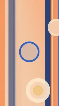 Minimal abstract design with layered vertical stripes and floating circles .. Stock Illustration