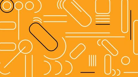 Minimal Abstract Design with Lines Shapes Orange Stock Illustration