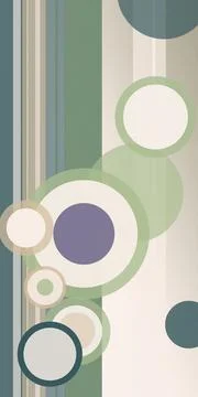 Minimal abstract design with overlapping circles and vertical stripes in sa.. Stock Illustration