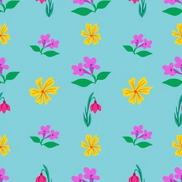 Minimal abstract flowers seamless pattern background Stock Illustration