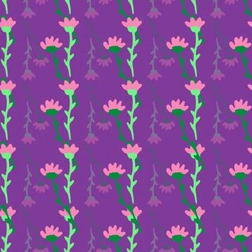 Minimal abstract flowers, vector repeat pattern Stock Illustration