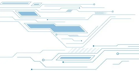 Minimal abstract futuristic tech background with blue circuit board lines Stock Illustration