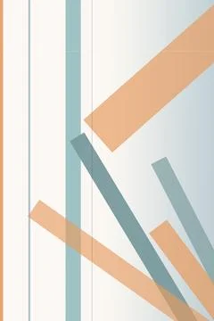 Minimal abstract geometric composition with layered blue and peach stripes,.. Stock Illustration