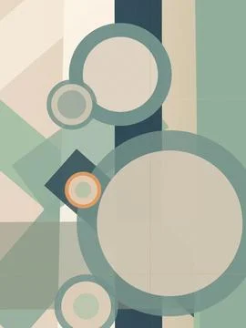 Minimal abstract geometric design featuring overlapping teal and beige circ.. Stock Illustration