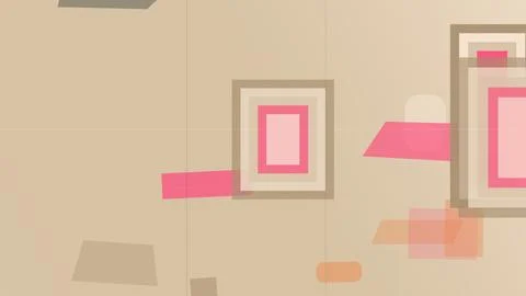 Minimal abstract geometric design with layered pink and beige squares, rect.. Stock Illustration