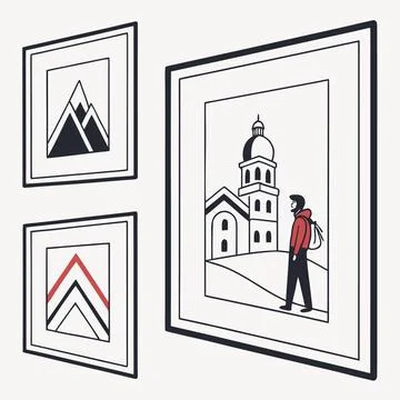 Minimal Abstract Geometric Frame Set, Modern Shapes Vector Stock-Illustration