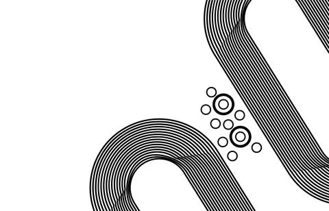 Minimal Abstract Geometric Lines With Rounded Corners Monochrome Pattern Fo.. Stock Illustration