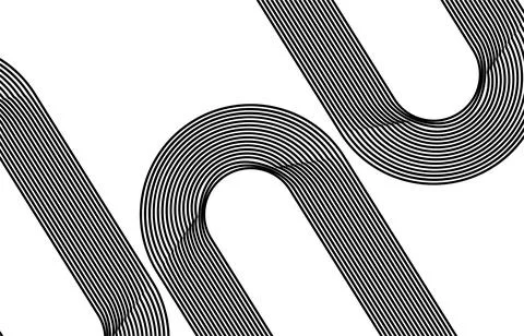 Minimal Abstract Geometric Lines With Rounded Corners Monochrome Pattern Fo.. Stock Illustration