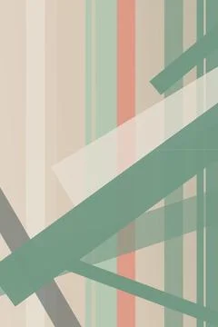 Minimal abstract geometric pattern with layered teal bars and peach stripes.. Illustrazione stock