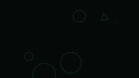 Minimal Abstract Geometric Shapes Overlay on Dark Futuristic Digital Techno.. Stock Footage 342159546